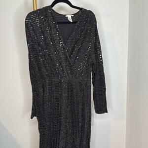 Festive black sequin H&M dressy body suit. XL. Worn once.